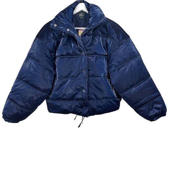 wild fable Jackets & Blazers - Wild Fable Shiny Blue Crop Oversized Puffer Jacket Size XS Women’s NWT